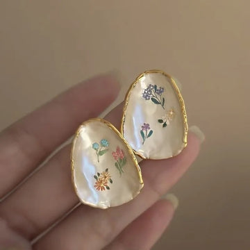 Daiiibabyyy  Fashion Flower Paved Shell Fashion Earrings For Women 2025 New Creative Pendientes